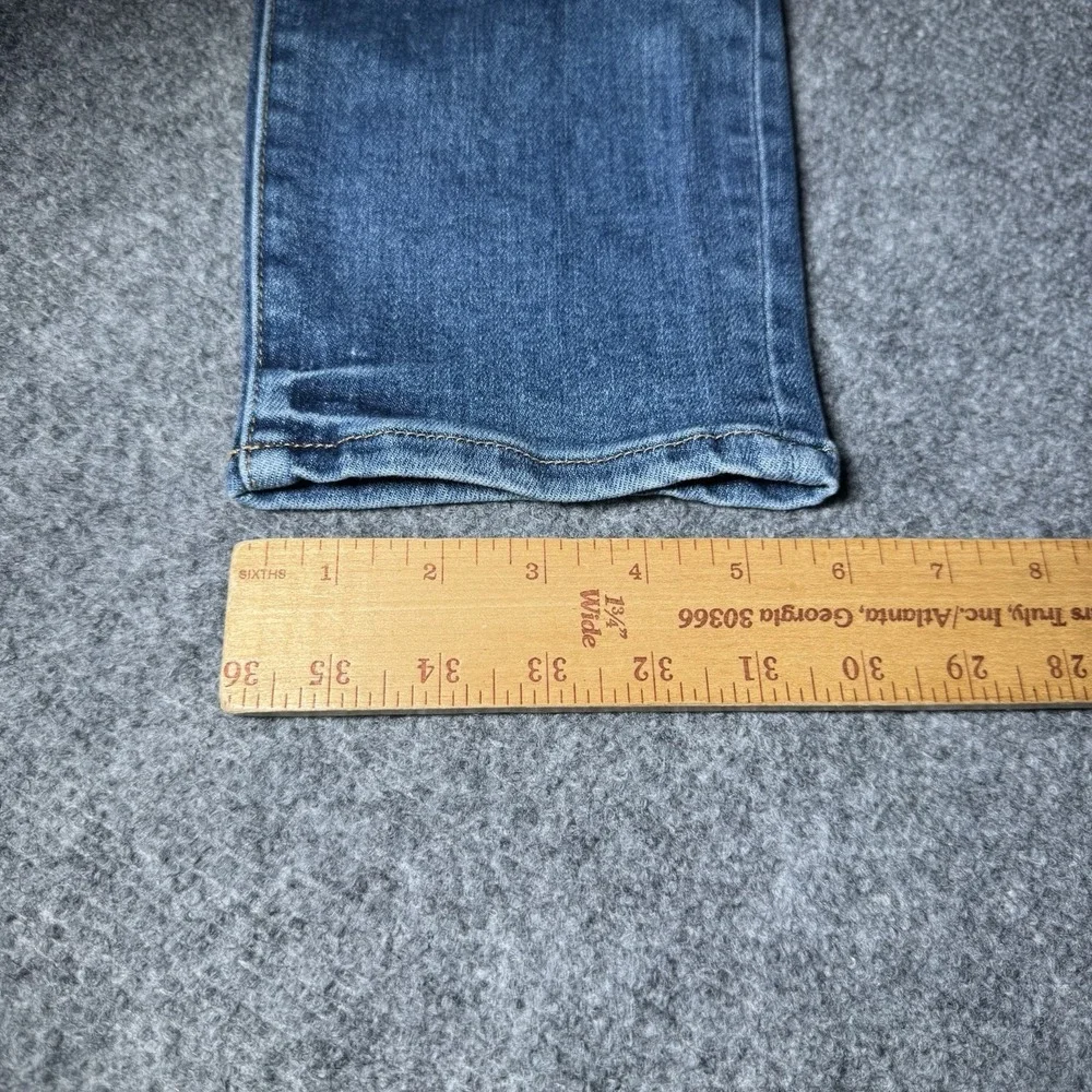 Good American Slim Straight Jeans Women 6/28 Blue Fade Denim Distressed 26x27